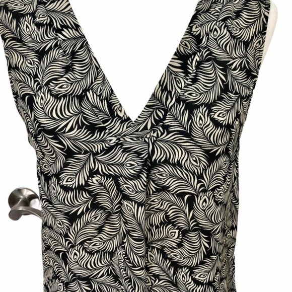H&M Tropical Leaf Peacock Feather Pattern Print Tunic Tank Top | Size 2 - Picture 3 of 10